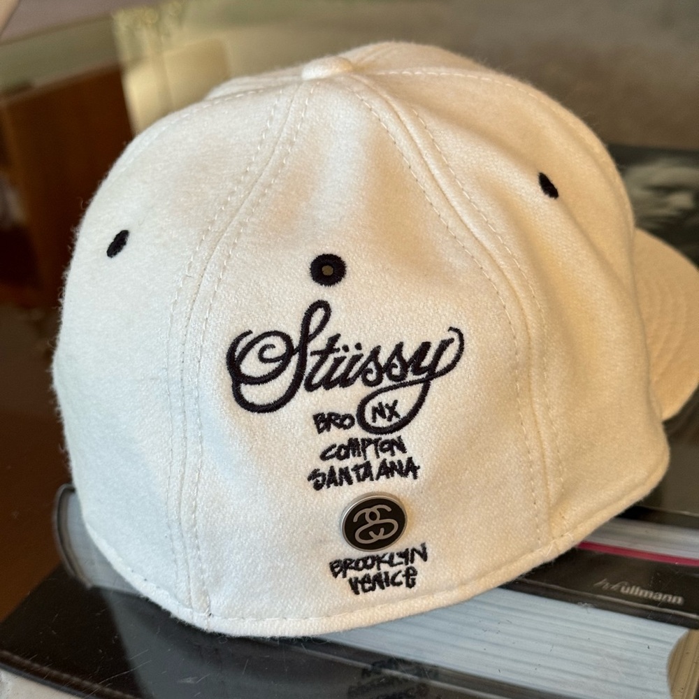 Rare Stussy World Wide Tour Original 1990’s Off White Fitted Cap Hat Double S - Picture 5 of 13